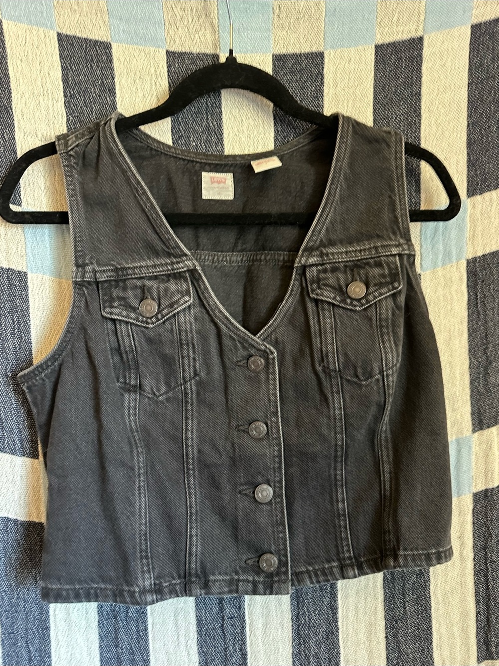 Levi's Black Denim Button-Up Vest